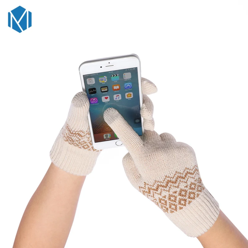 H Лидер продаж Модные Guantes для мужчин и женщин зимние теплые перчатки вязание снежинка шаблон полный палец перчатки и варежки Luvas - Цвет: Type 23