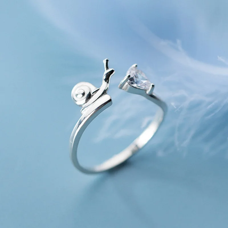 

Snail Animal Zircon Rings Jewelry Adjustable Opening Couple Rings For Lover Girls Women Lady Female Valentine's Day Gift