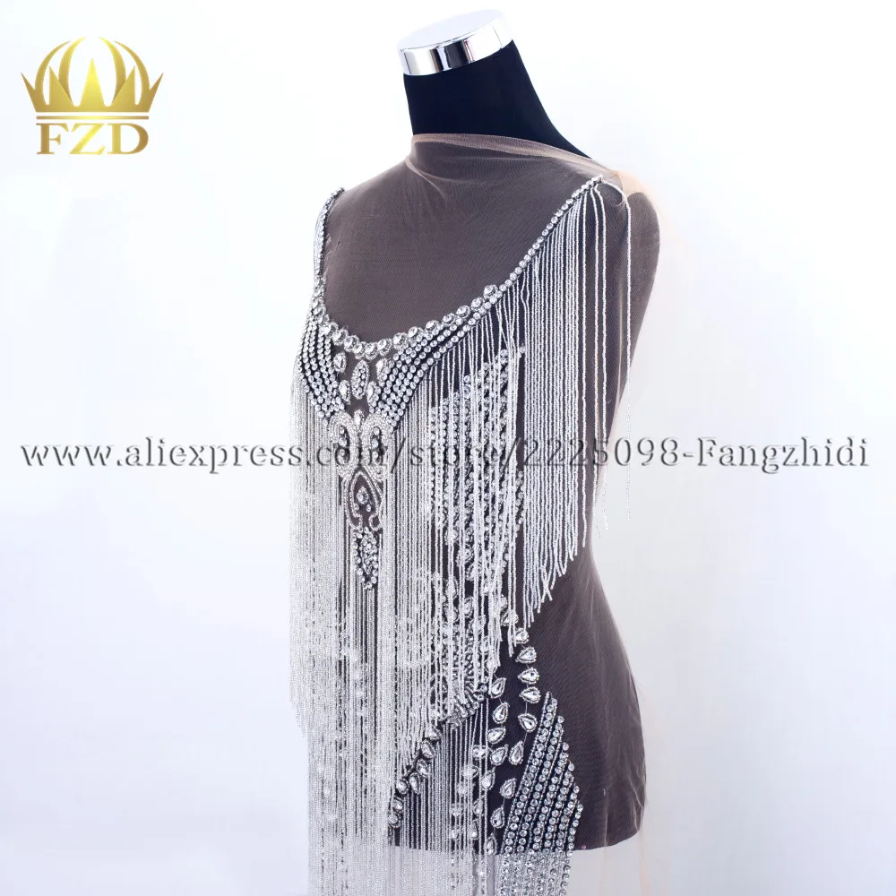 FZD 1 шт. ручная работа пришивка Стразы Кристальные кисточки водопад свисающие