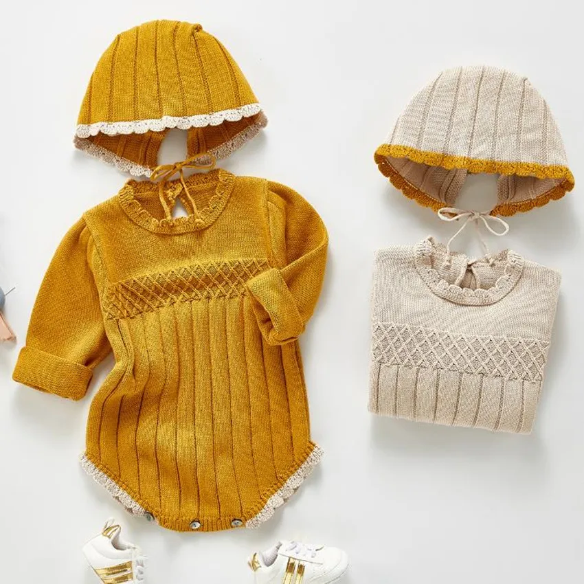 

Комбинезон вязаный для девочек, Осень-зима, с длинным рукавом