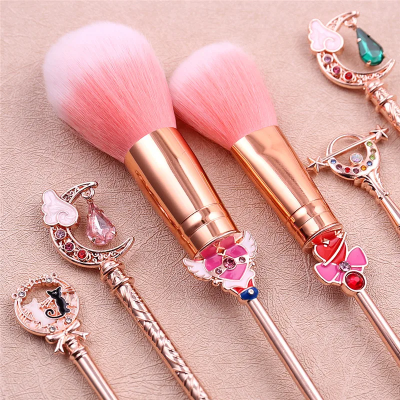 Beauty Cardcaptor дизайн Sakura мягкая чистка портативные косметические инструменты пудра Румяна Основа с кисточка с кристаллами Макияж лица