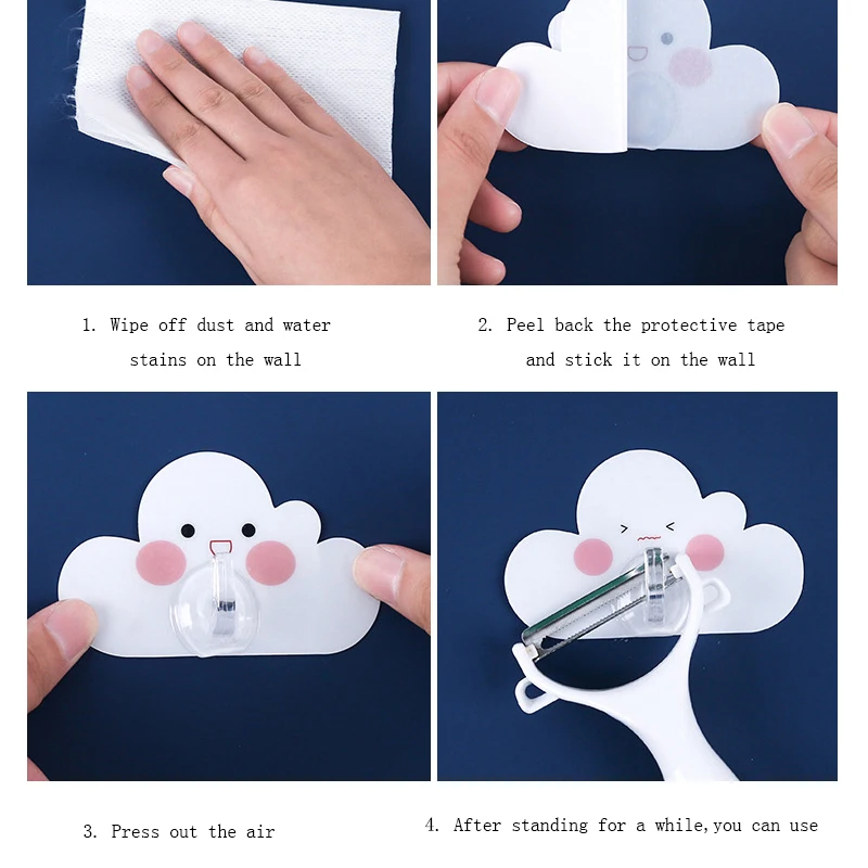4 шт./компл. сильный самоклеющиеся Вешалки крючки станок и облака Форма двери