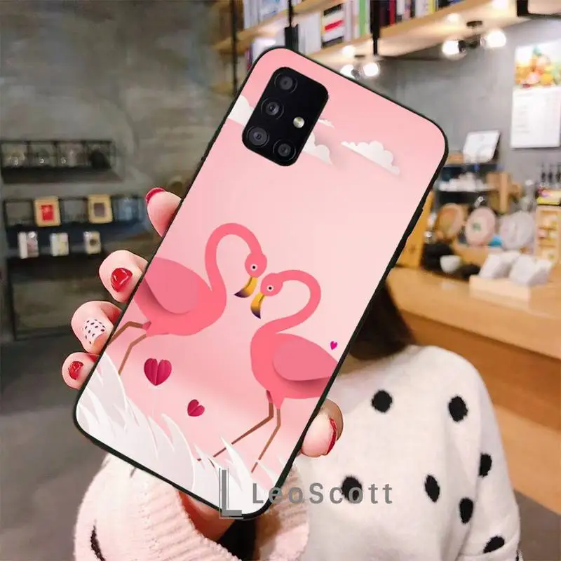 

Flamingo bird color pink animal Phone Case For Samsung A50 A51 A52 A71 A31 A21S S8 S9 S10 S20 S21 Plus Fe Ultra