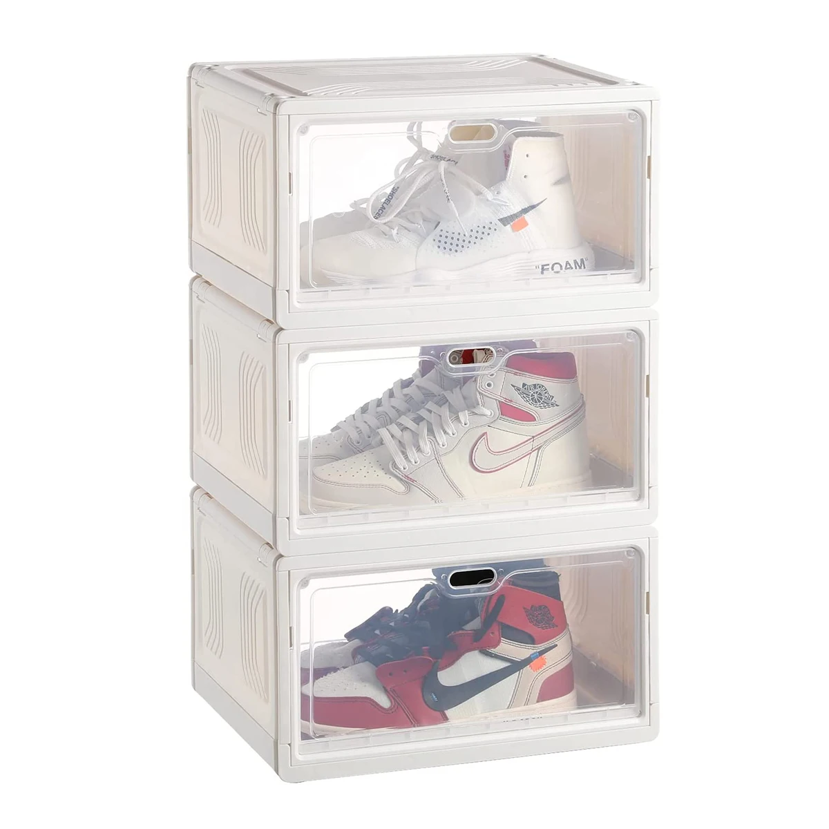 

Набор обувных коробок из 3 предметов, высококачественные штабелируемые органайзеры для хранения обуви, складные аксессуары для обуви до ам...
