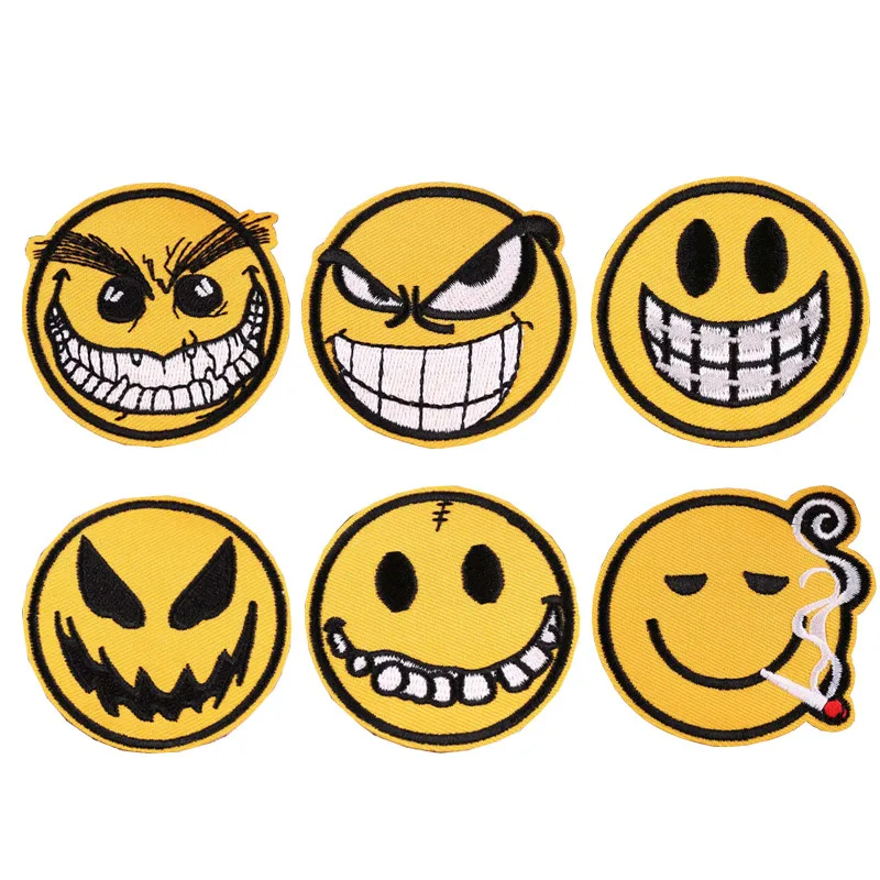 Утюг на эмо выражение нашивки с полосками для костюмы куртка DIY аппликация