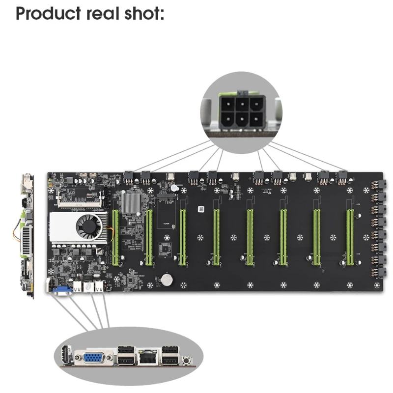 

New BTC-D37 Miner Motherboard CPU 847/1037U Set 8 Video Card Slot DDR3 Memory Integrated VGA Interface Low Power