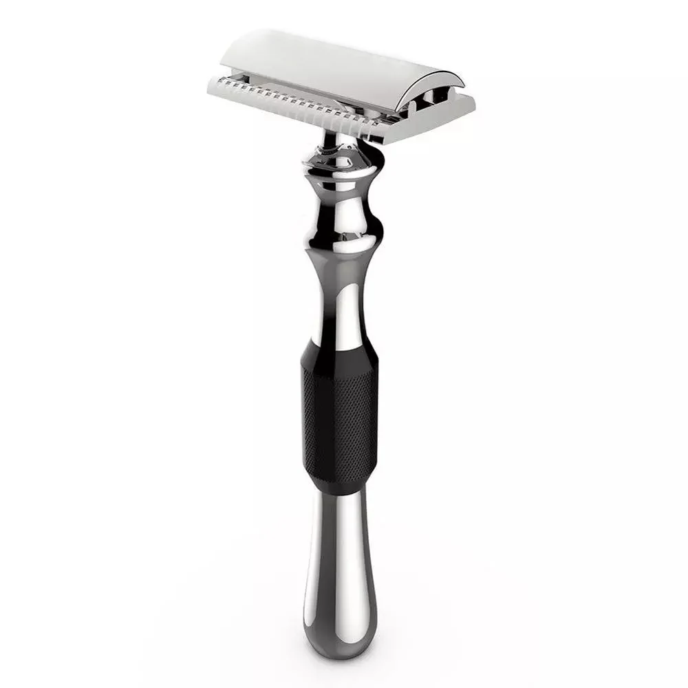 НОВАЯ безопасная бритва с двойными краями из алюминиевого сплава антискользящим