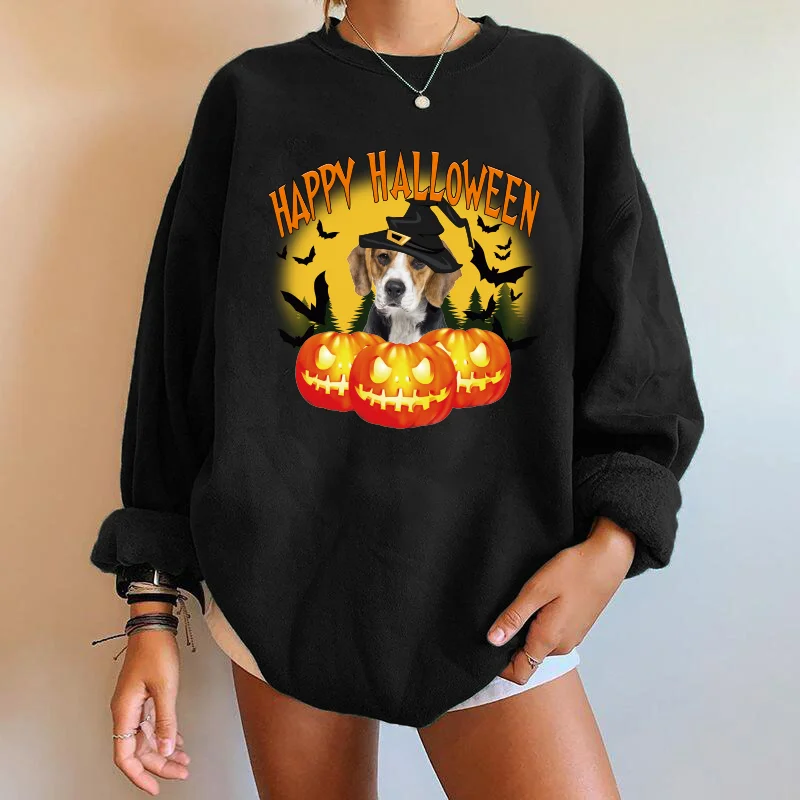 

Женские свитшоты с забавным принтом тыквы на Хэллоуин, уличная одежда, Осенние Пуловеры с длинным рукавом и спущенными плечами, толстовки ...
