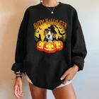 Женские свитшоты с забавным принтом тыквы на Хэллоуин, уличная одежда, Осенние Пуловеры с длинным рукавом и спущенными плечами, толстовки Moletom