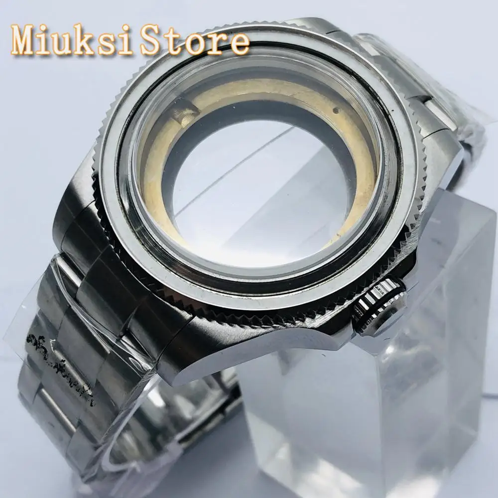 43 мм Серебряный чехол с сапфировым стеклом из нержавеющей стали подходит для NH35