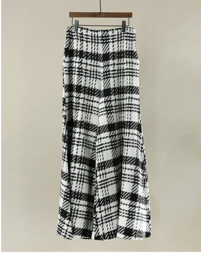 

Winter Slim Office Korean Plaid Pant High Waist Trousers Capris 2021 New Fashion Women Casual Wide Leg Pants Female Autumn