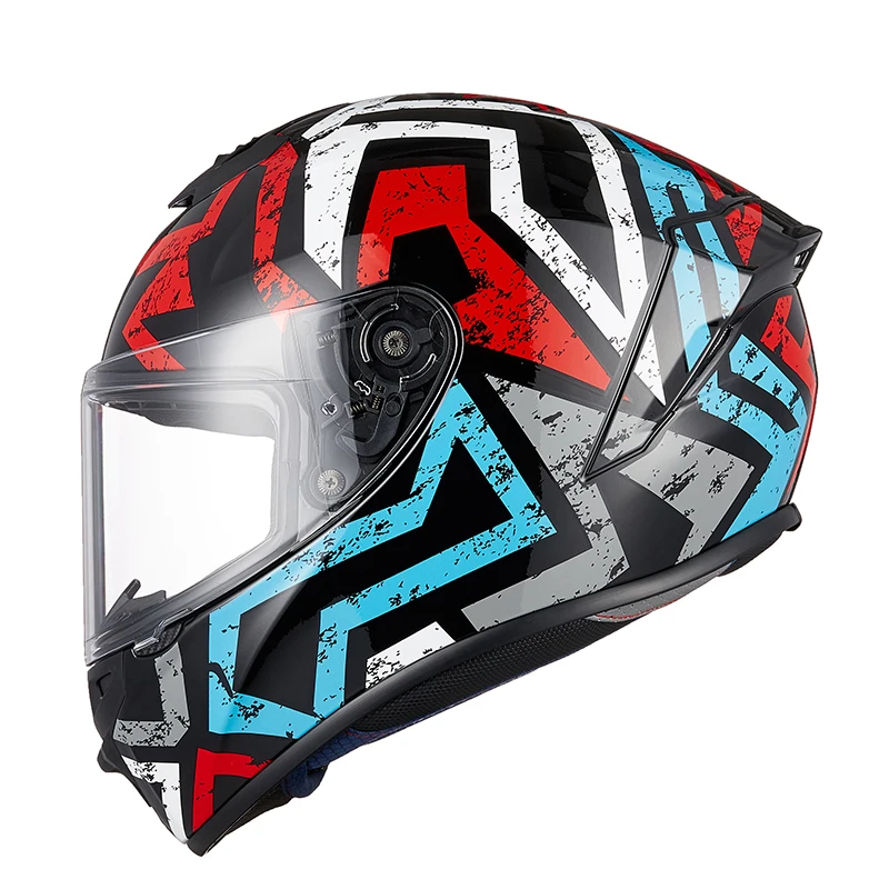 CYRIL Red Blue Green Rock Unisex Stylish Print ECE/DOT Protective Full Face Motorcycle Helmet for Motocross Racing Accessries enlarge