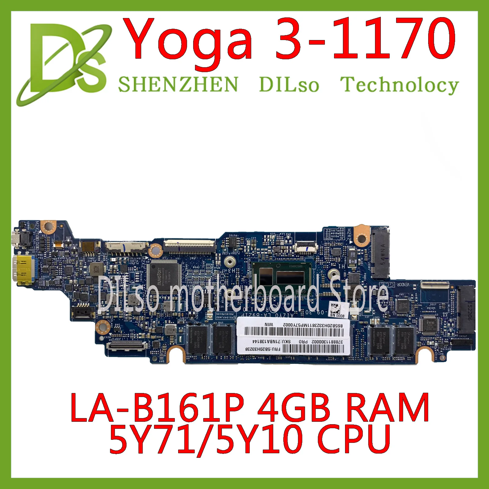 Günstig KEFU LA-B921P Mothebroard Für Lenovo Yoga 3-1170 Yoga 3 11 Laptop Motherboard AIZY0 LA-B921P 4GB M-5Y10C CPU Getestet Original