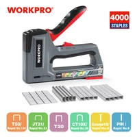 workpro 6 in 1 heavy duty staple gun for fixing material manual nail gun wth two power options for diy home decor