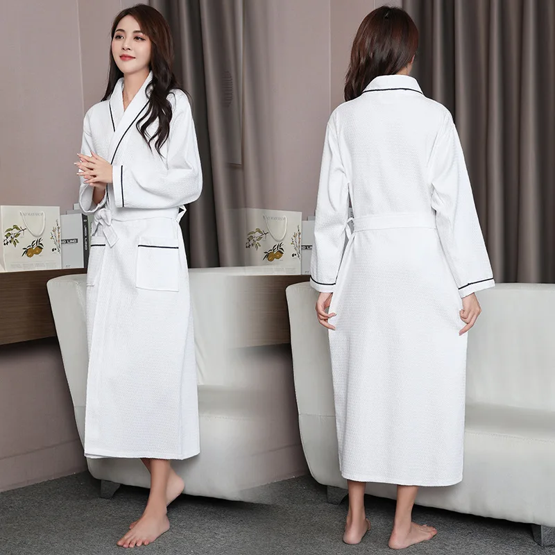Waffle Robe Women Cotton Bathrobe Night Dress Sleepwear Nightgown Spring Autumn Robes Kimono Women's Gown Women's Sleep Lounge
