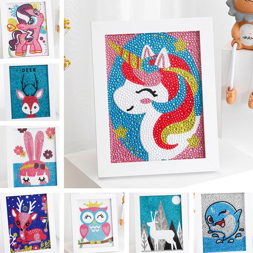 

Diamond Painting by Number Kits for Kids Deer Unicorn Owl Crystal Rhinestone Diamond Embroidery Paintings Pictures Arts Craft