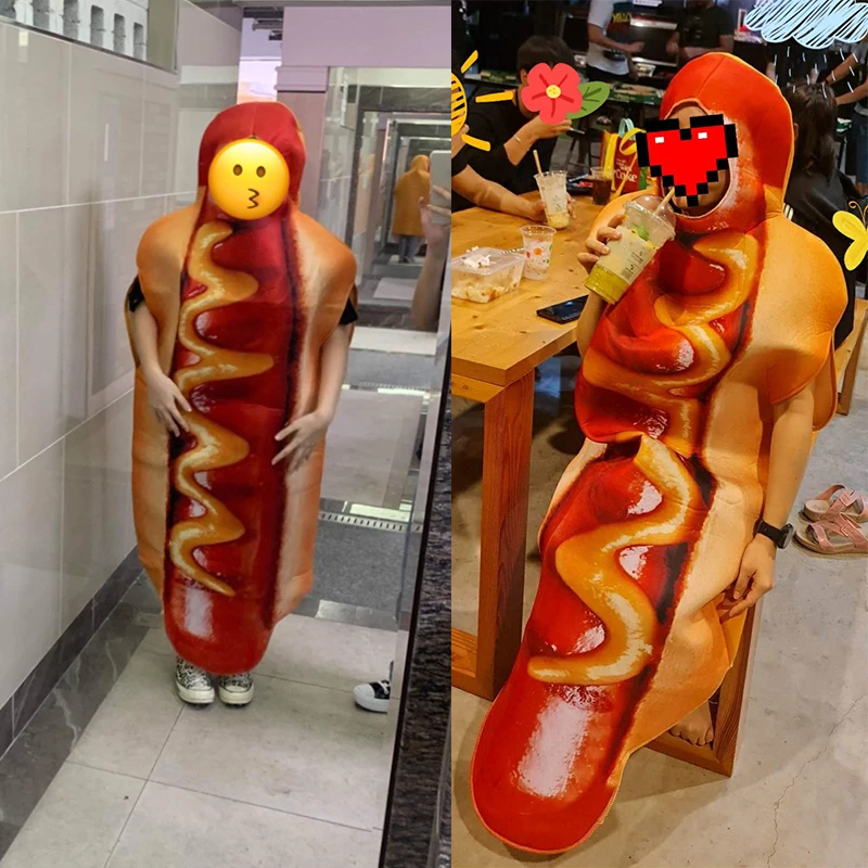 

Eraspooky Men's Funny 3D Print Sausage Food Hot Dog Costumes Cartoon Halloween costume for adult Festival Fancy Dress Women 2018