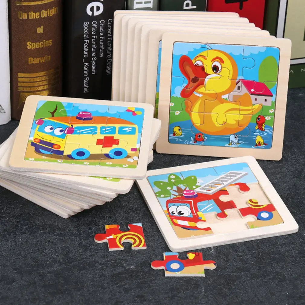 

Mini Size Kids Toy Wood Puzzle Wooden 3D Puzzle Jigsaw For Children Baby Cartoon Animal Traffic Puzzles Educational Toy