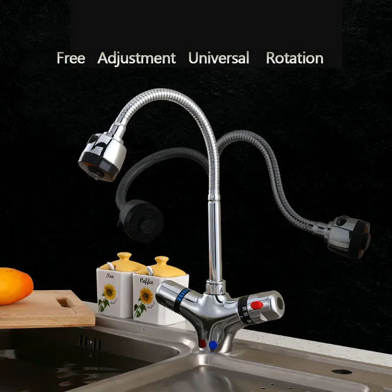 

Thermostat Bathroom Faucets Kitchen Faucet Bath Tub Hot Cold Mixer Tap Faucet Brass 360 Swivel Basin Faucets 8023