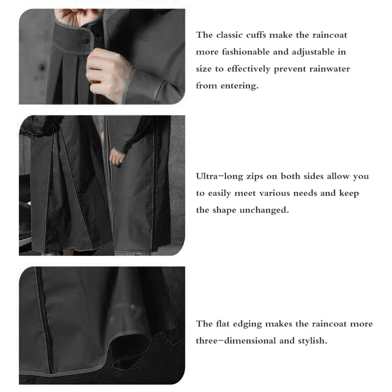 

TiOODRE EVA Raincoat Motorcycle Rainwear Women/Men Zipper Hooded Poncho Long Style Hiking Poncho Environmental Rain