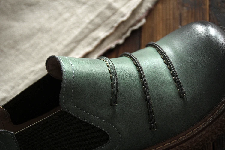 Careaymade-New original retro women's shoes,thick sole single shoes,large head handmade shoes,artistic doll shoes,6 colors