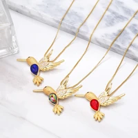 new colorful crystal zircon animal hummingbird necklaces for women fashion jewelry gift gold plated chain birds pendant choker