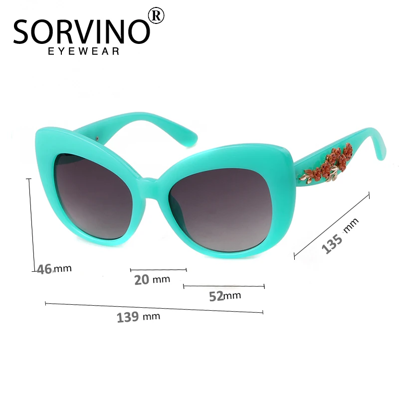 Женские винтажные солнцезащитные очки SORVINO брендовые дизайнерские кошачий глаз