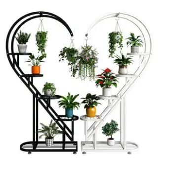

Shelf balcony flower pot rack outdoor living room floor multi-storey decoration indoor iron heart-shaped flower shelf