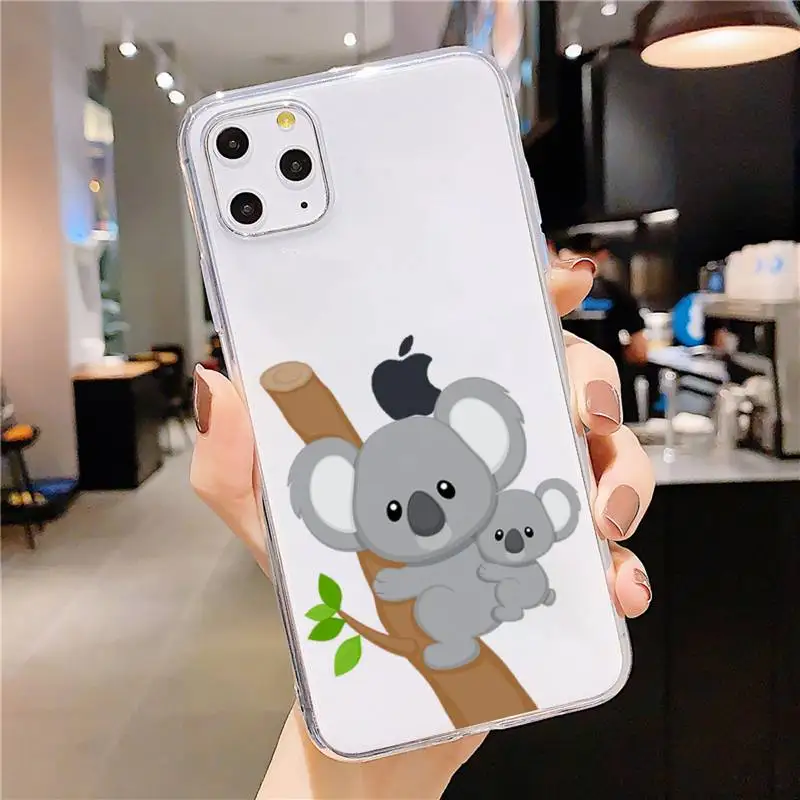 

cute koala bear Animal cartoon Phone Case Transparent soft For iphone 5 5s 5c se 6 6s 7 8 11 12 plus mini x xs xr pro max