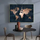 Настенный плакат для гостиной, домашний декор, Карта мира, абстрактное минималистическое искусство, современная картина, рисунок на холсте в скандинавском стиле