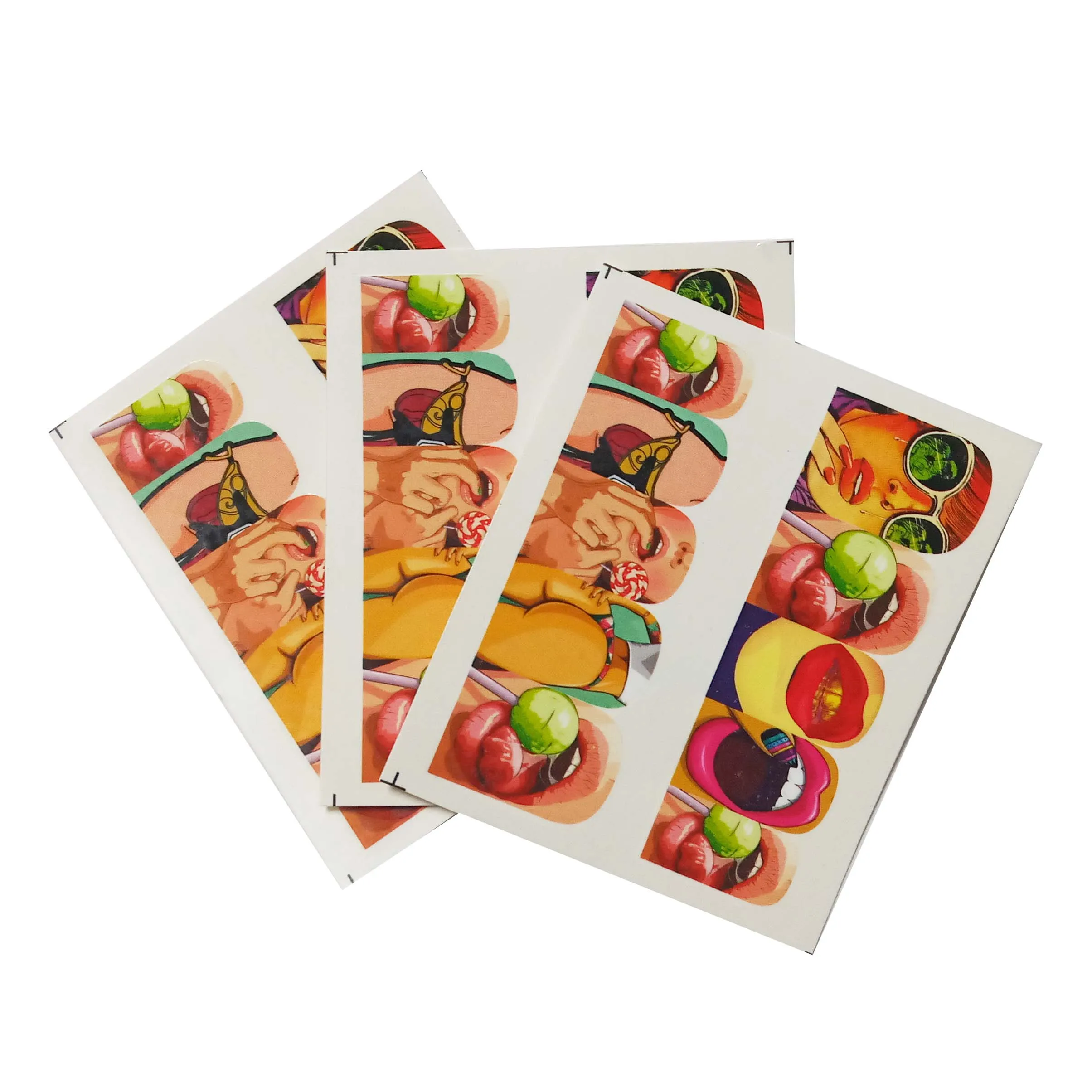C04-3pcs Стикер для ногтей, женские красные губы, летние цветные переводные наклейки для ногтей, УФ Гель-лак, сделай сам, наклейки C01 - Цвет: C04-3pcs