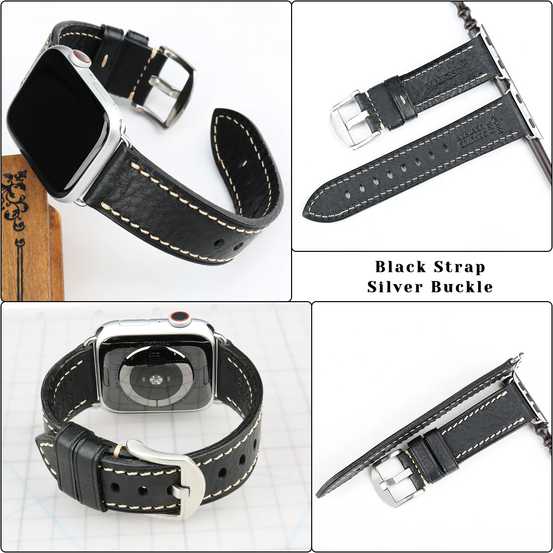 Genuine Leather Watchband for Apple Watch Band 38mm 40mm 42m 44mm Sport Bracelet Belt for iWatch 6 SE 5 4 3 2 1 Men Watch Strap