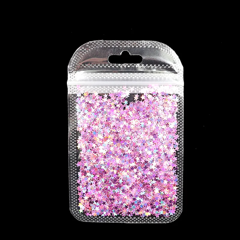 1 пакет из 9 цветов Лазерная мигающая пятиконечная звезда Блестки для ногтей