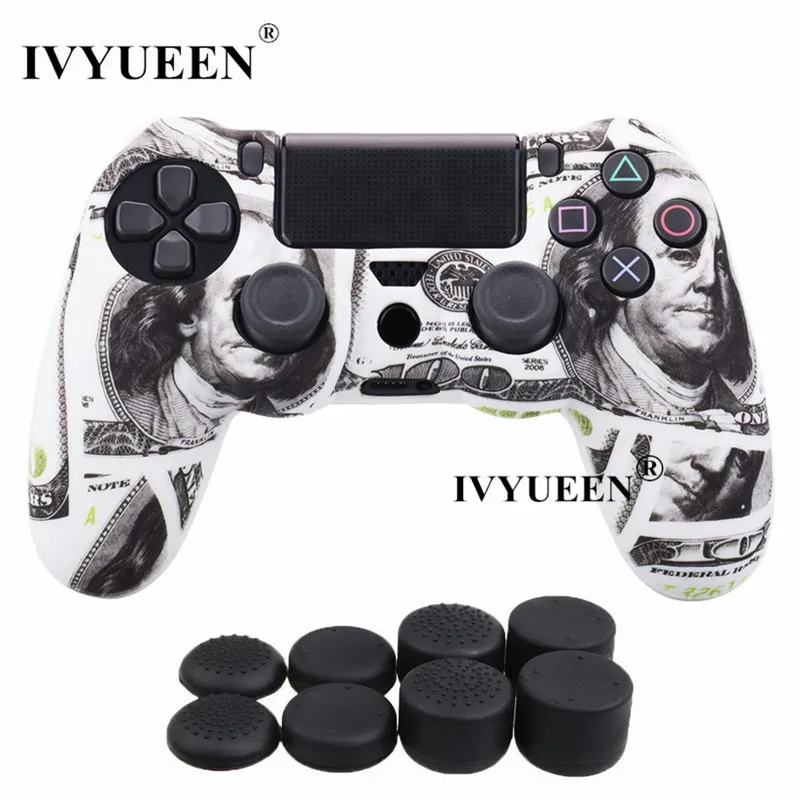 Силиконовый защитный чехол IVYUEEN для sony Dualshock 4 PS4 DS4 Pro Slim с 8 аналоговыми джойстиками - Цвет: US Dollar