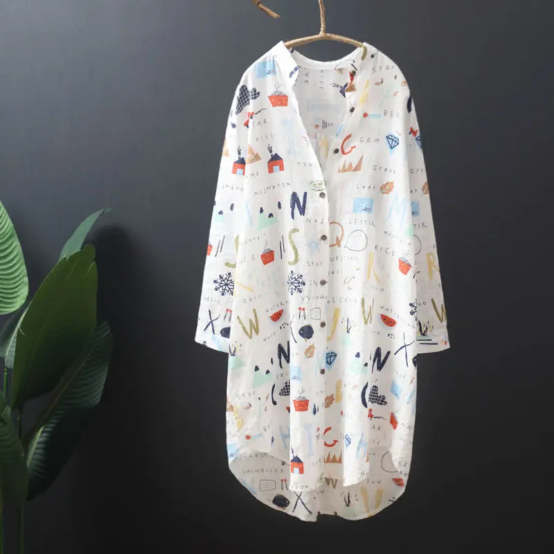 

Loose Jacket Women Top Shirt Fun Print Blouse Female Summer Autumn Jackets White Beach Anti-uv Coat Streetwear Casual Outwear