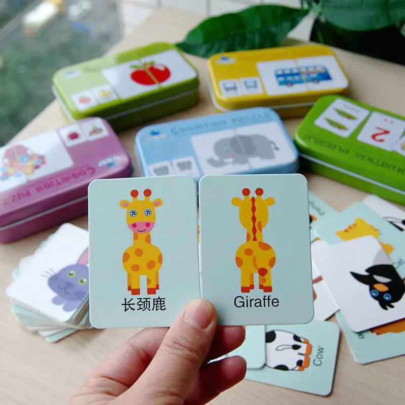 

Baby Early Learning Aids Cognition Puzzles 32PCS Matching Game Fruit Animal Traffic Educational Montessori Classic Children Toys