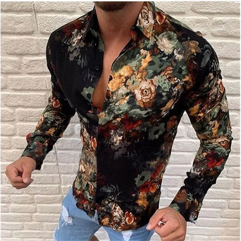 

Мужские облегающие рубашки, Осенние повседневные футболки с длинным рукавом для фитнеса, мужские формальные Блузы с отворотом, вечерние ру...