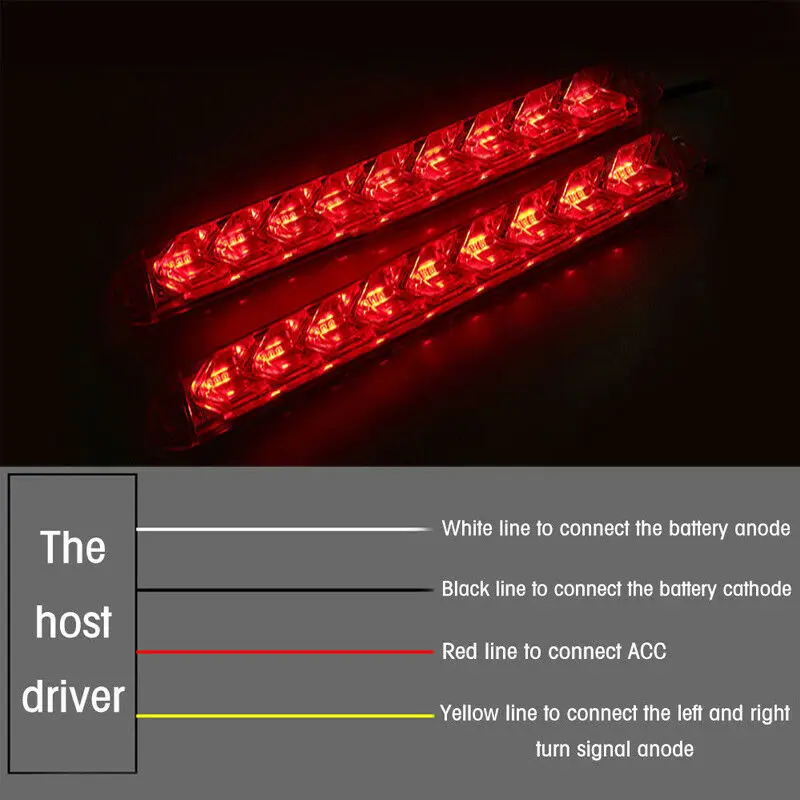 

Parts Daytime running lights Accessories Lighting Lamps Bulbs DRL Flowing 6-LED Strip Turn Signal