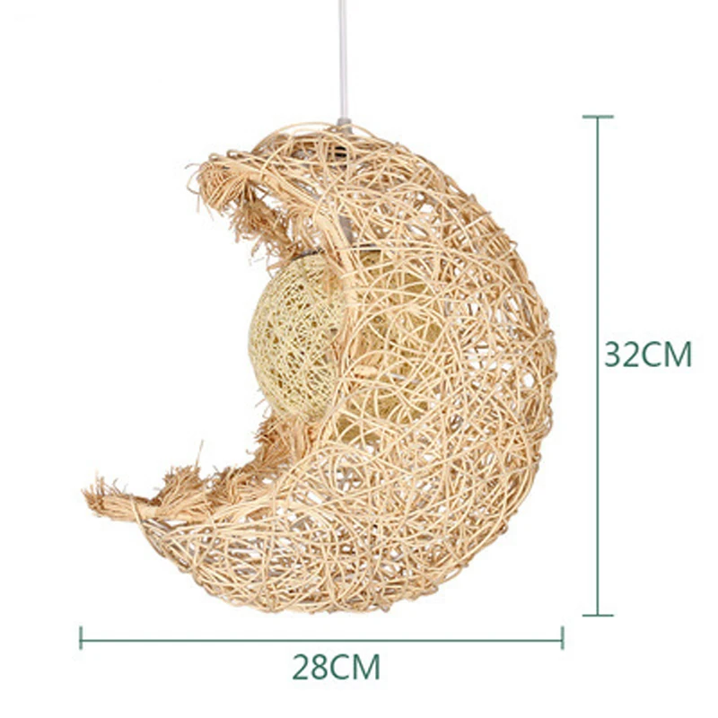 Подвесной светильник Moon из ротанга в скандинавском стиле плетеная деревянная
