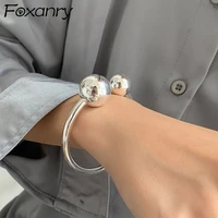 foxanry minimalist 925 stamp bracelet trendy elegant charm glossy solid ball jewelry birthday gifts party accessories