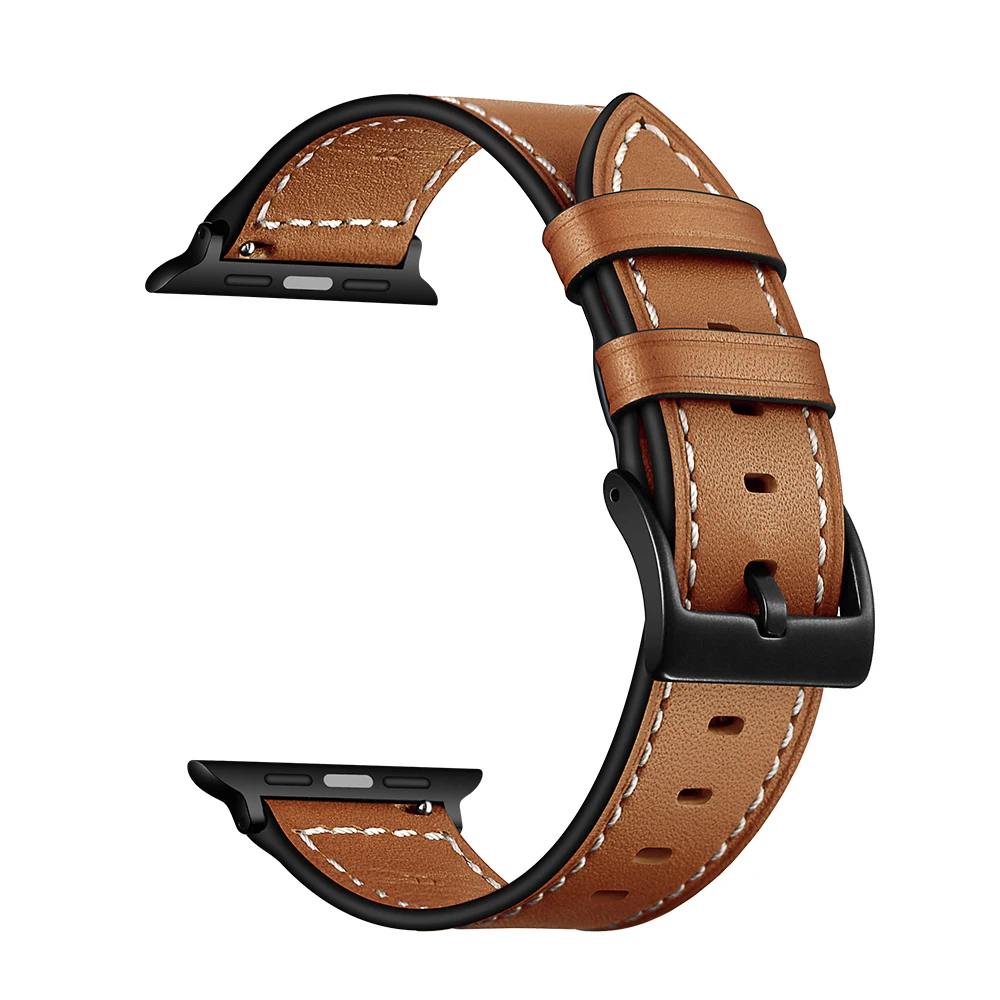 Ремешок UEBN кожаный для Apple watch Series 5 4 3 2 аксессуары часов iWatch 40 мм 44 42 38 | Наручные