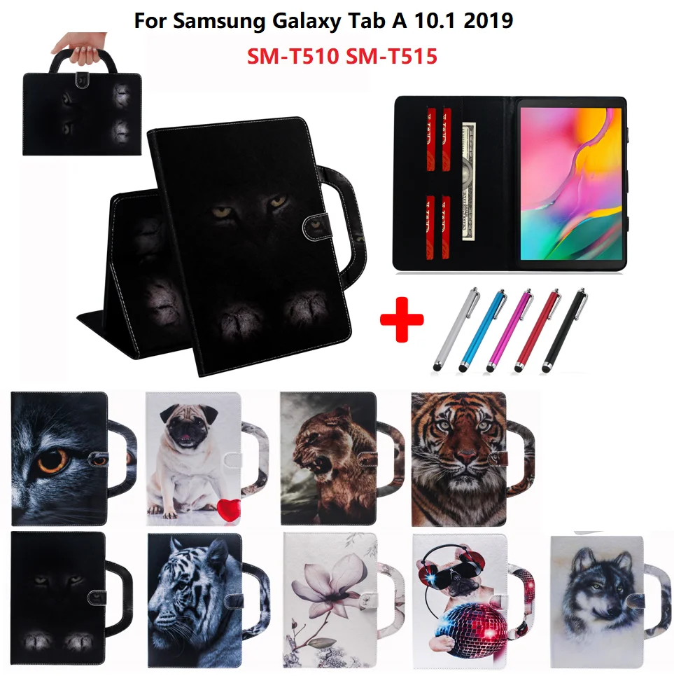 T510 T515 чехол для планшета Samsung Galaxy Tab A 10 1 2019 SM Кот Волк Мопс модные чехлы задней