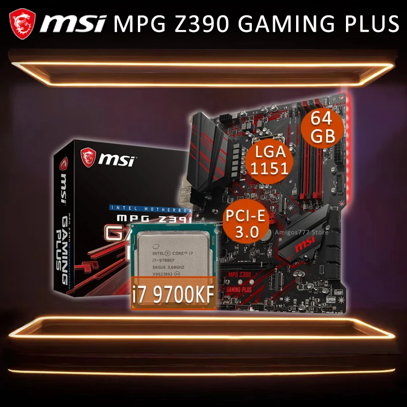 

LGA 1151 MSI MPG Z390 GAMING PLUS Motherboard With Intel Core i7 9700KF Motherboard Combo DDR4 M.2 Intel Z390 Placa-mãe 1151