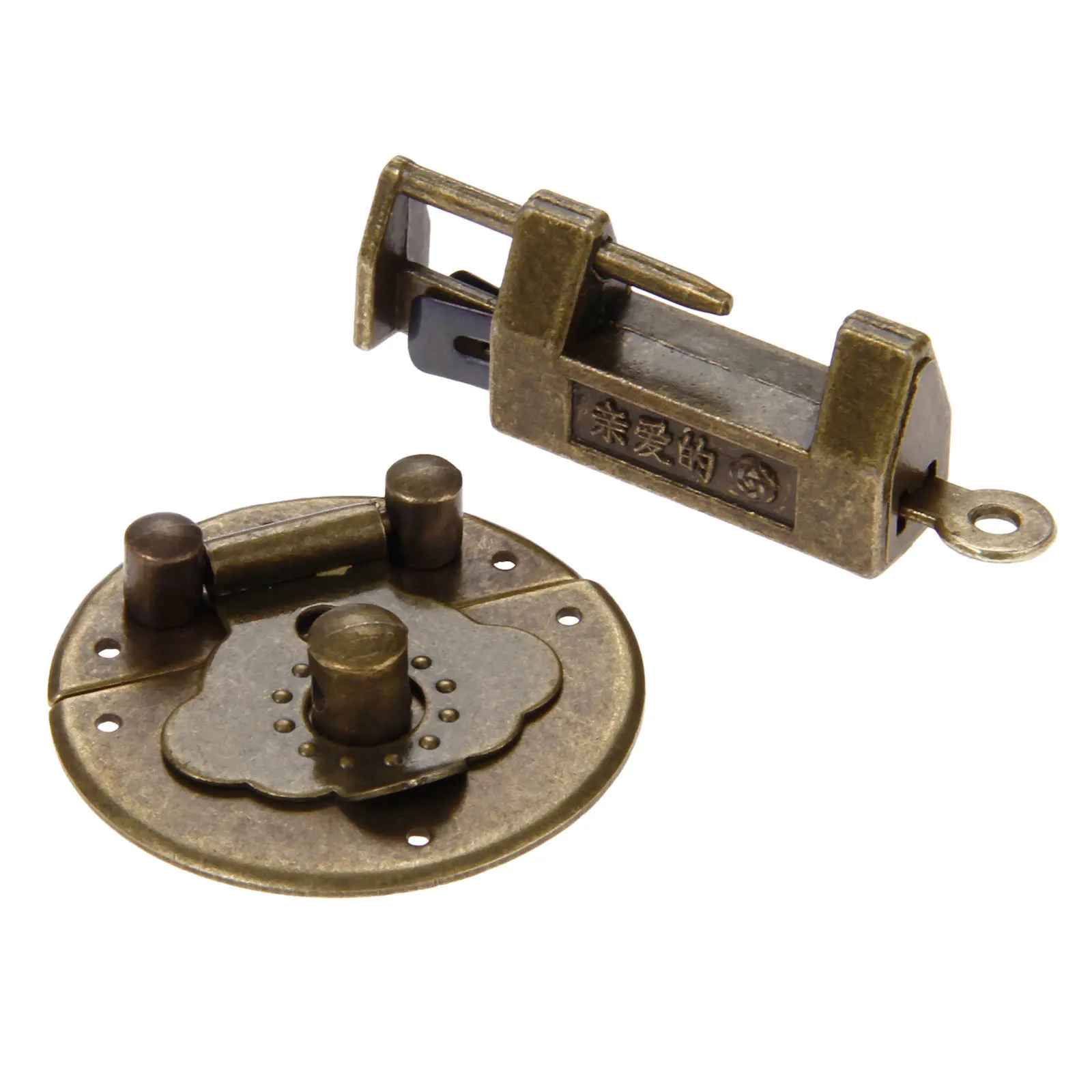 2 шт./компл. замок + ящик Засов защелка античная бронза старый китайский иероглиф