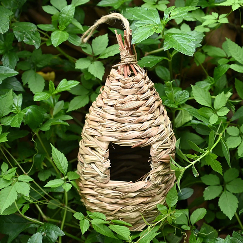 

Birds Nest Natural Grass Artificial Weaving Warm Cozy Creative Parrot Hanging Cage Outdoor Garden Decking