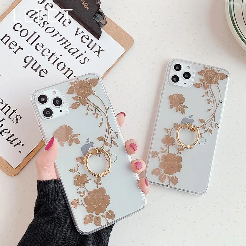 Роскошный чехол LLTCT с гальваническим покрытием и цветком розы для iPhone 11 Pro Max X Xr XsMax