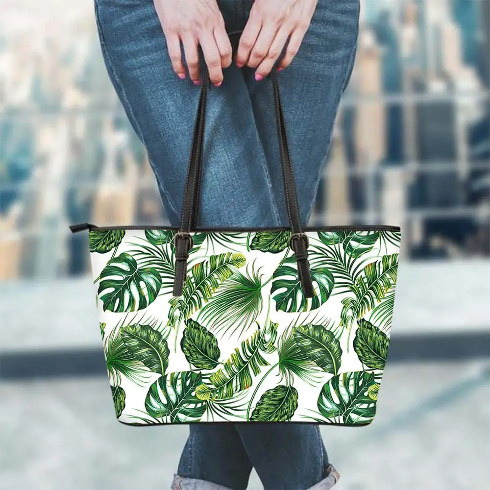 

FORUDESIGNS Tropical Monstera Hawaii Style Ladies Handbags Casual High Quality Female Fashion Tote Shoulder Bags Woman Bolsas