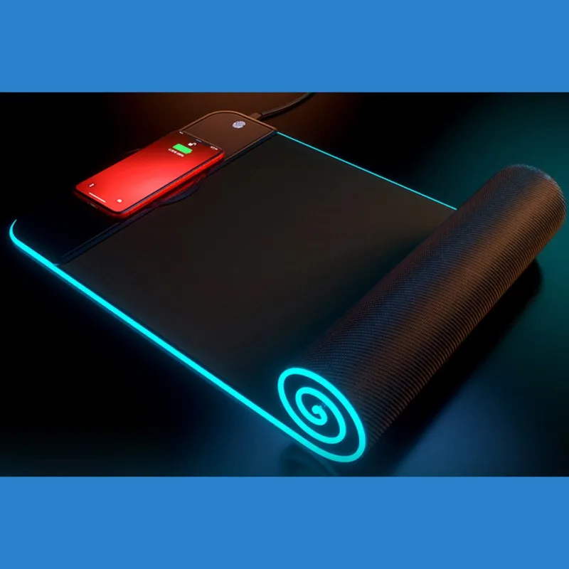 rgb gaming wireless charging computer mouse pad colorful luminous rubber mouse pad pc laptop keyboard table mat free global shipping