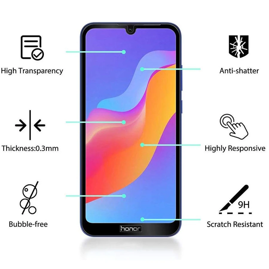 Защитная пленка из закаленного стекла 9H для Huawei Honor 10i 10 Lite 20 Pro 8S 8A Y6 Y5 2019 KSE LX9 JAT