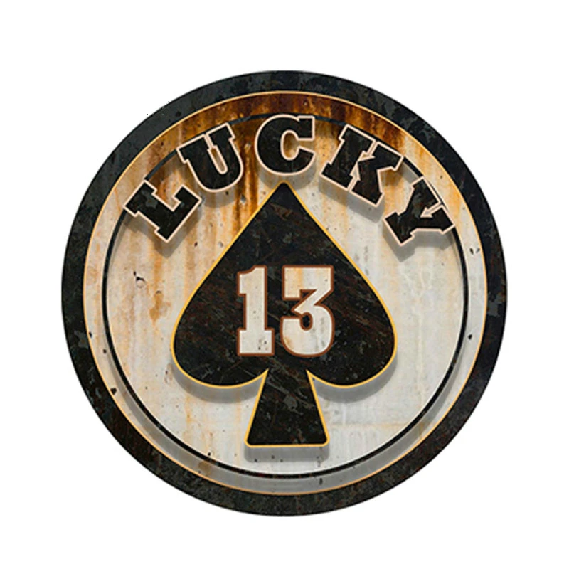 

2021 New Personality Lucky 13 Ace of Spades Rat Rod Gasser Rusty Funny Decal Motorcycle Waterproof Car Stickers,12cm*12cm